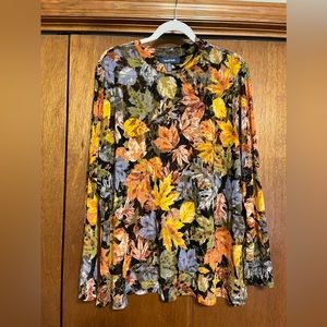 ModCloth 4x mesh mock neck sheer long sleeve top 🍁🍂 Fall Leaves